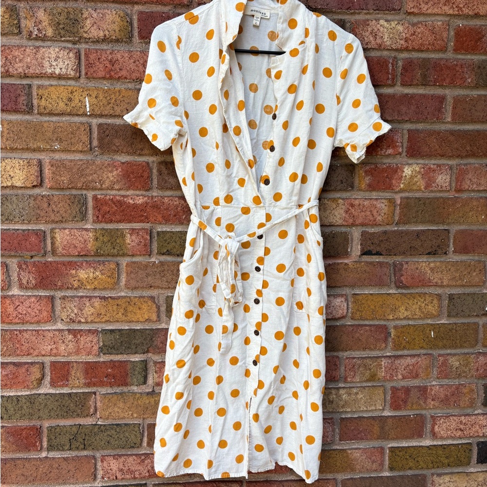 Monteau Cream and Orange Polka Dot Mini Dress